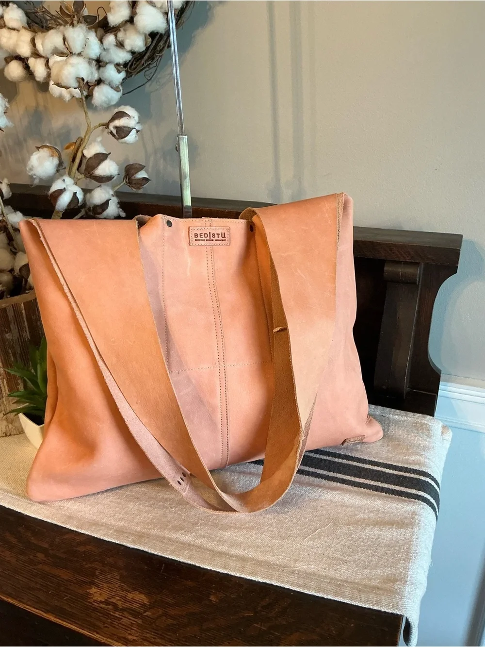 NWT Bed Stu Leather Ariel Hobo Shoulder Slouch Bag Blossom Velvet Retail $249